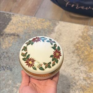 Festive White Poinsettia Holiday Trinket Box - Decorative Keepsake